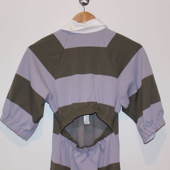 NEW Tibi Mini Dress Women's XS Green Purple Striped Short Sleeve Shirt Dress - Picture 11 of 16